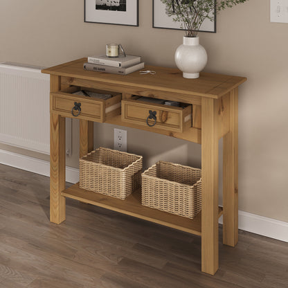 Wood Hall Table Console 2 Drawers Corona | Furniture Dash