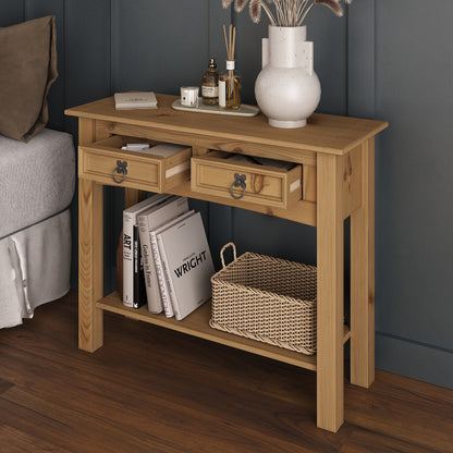 Wood Hall Table Console 2 Drawers Corona | Furniture Dash