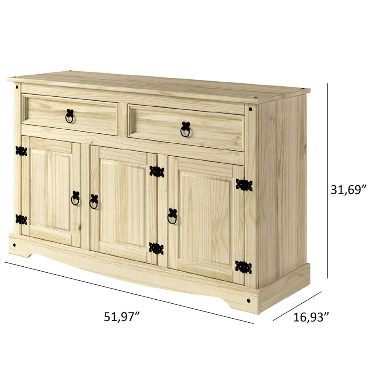 Wood Buffet Sideboard Barewood | Furniture Dash