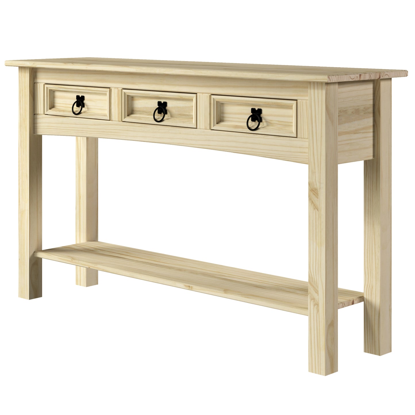 Wood Hall Table Console 3 Drawers Barewood | Furniture Dash