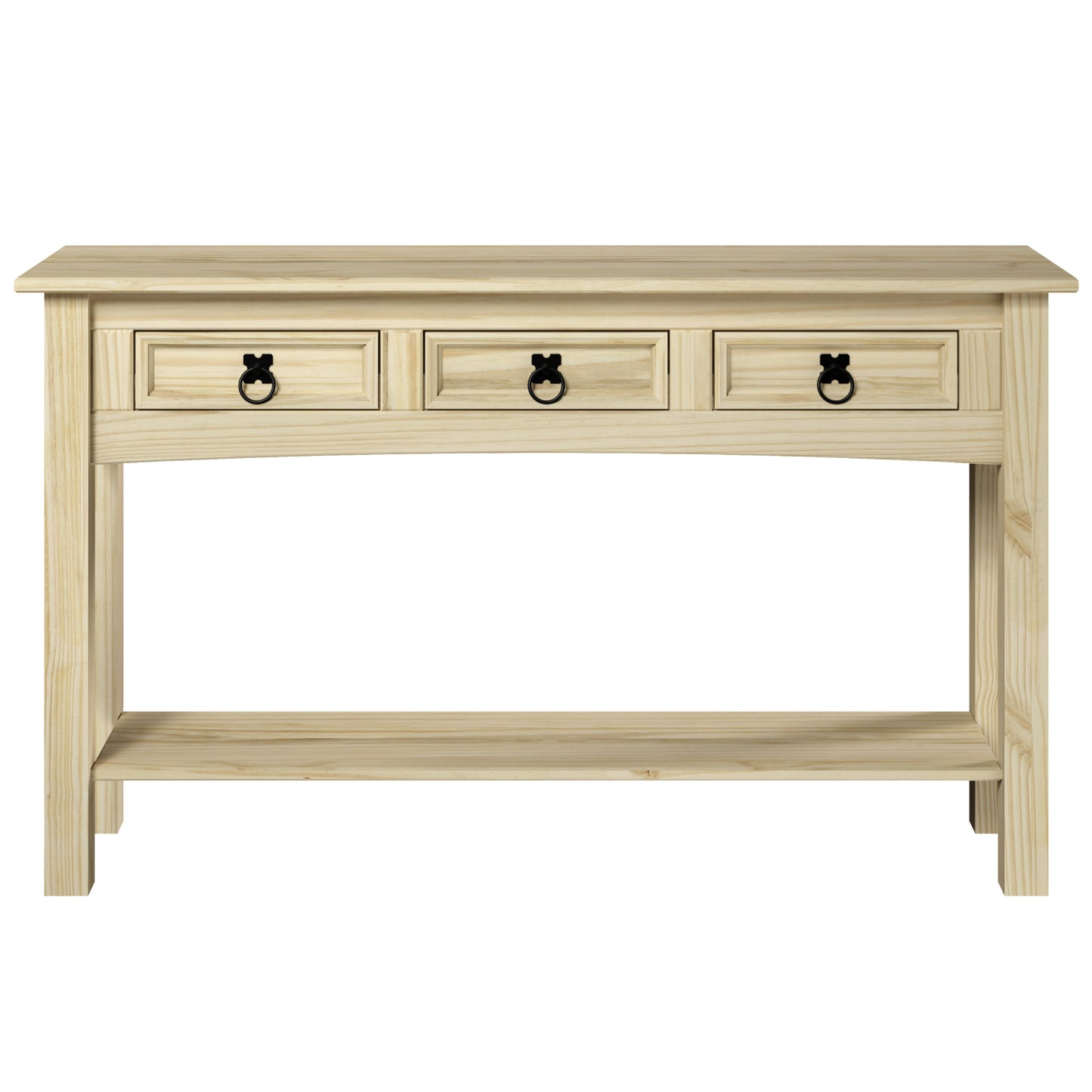 Wood Hall Table Console 3 Drawers Barewood | Furniture Dash