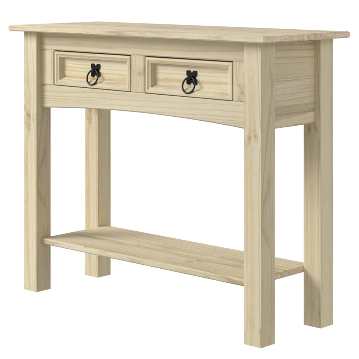 Wood Hall Table Console 2 Drawers Barewood | Furniture Dash