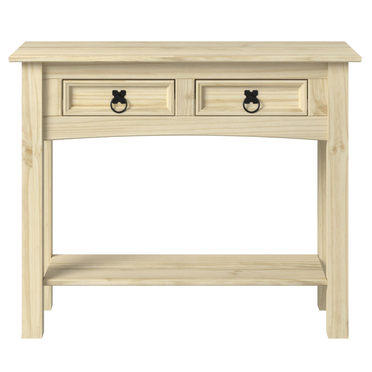 Wood Hall Table Console 2 Drawers Barewood | Furniture Dash