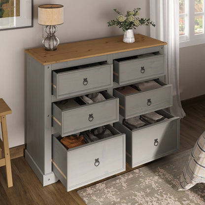 Wood Dresser 3+3 Drawers Chest Corona Gray | Furniture Dash