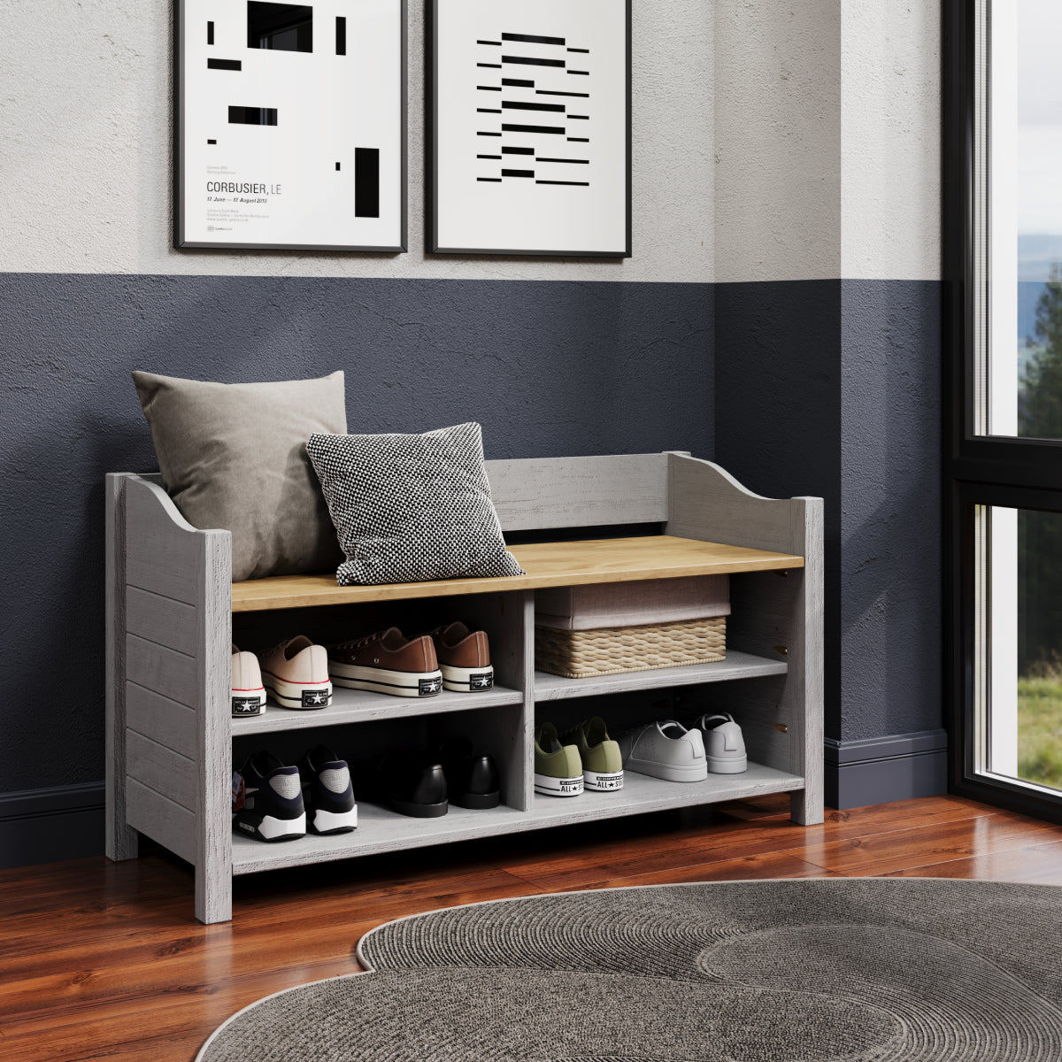 Shoe Rack and Bench Corona Gray | Furniture Dash