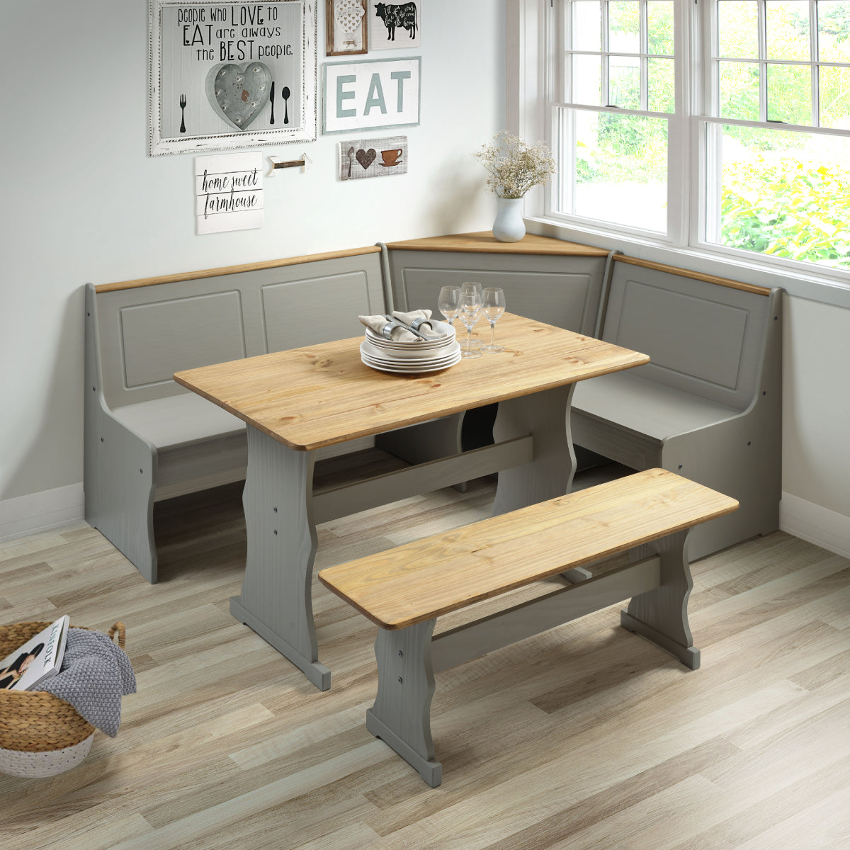 Corner Dining Set Corona Gray | Furniture Dash