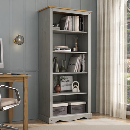 Wood Bookcase 5 Shelf Corona Gray | Furniture Dash