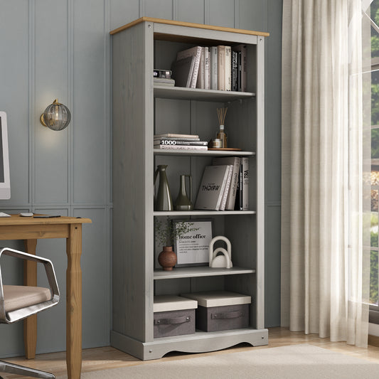Wood Bookcase 5 Shelf Corona Gray | Furniture Dash