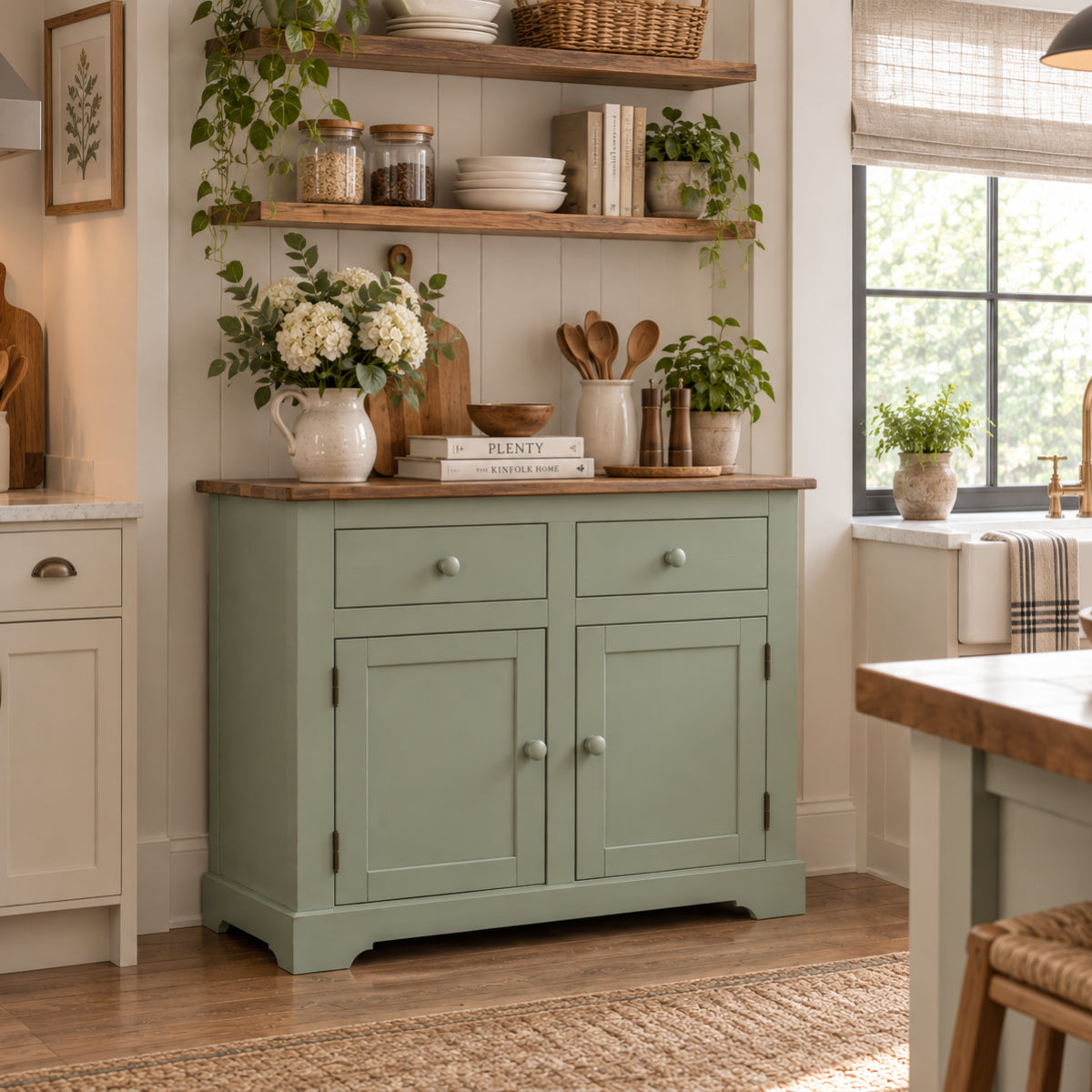Wood Buffet Sideboard Farmhouse Sage Green | Furniture Dash