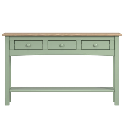 Wood Hall Table Console 3 Drawers Farmhouse Sage Green | Furniture Dash