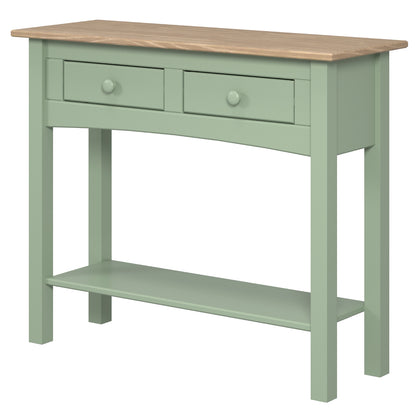 Wood Hall Table Console 2 Drawers Farmhouse Sage Green | Furniture Dash