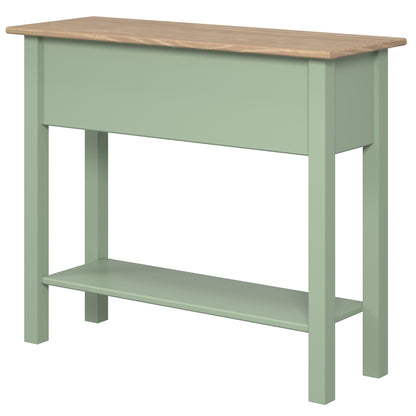 Wood Hall Table Console 2 Drawers Farmhouse Sage Green | Furniture Dash