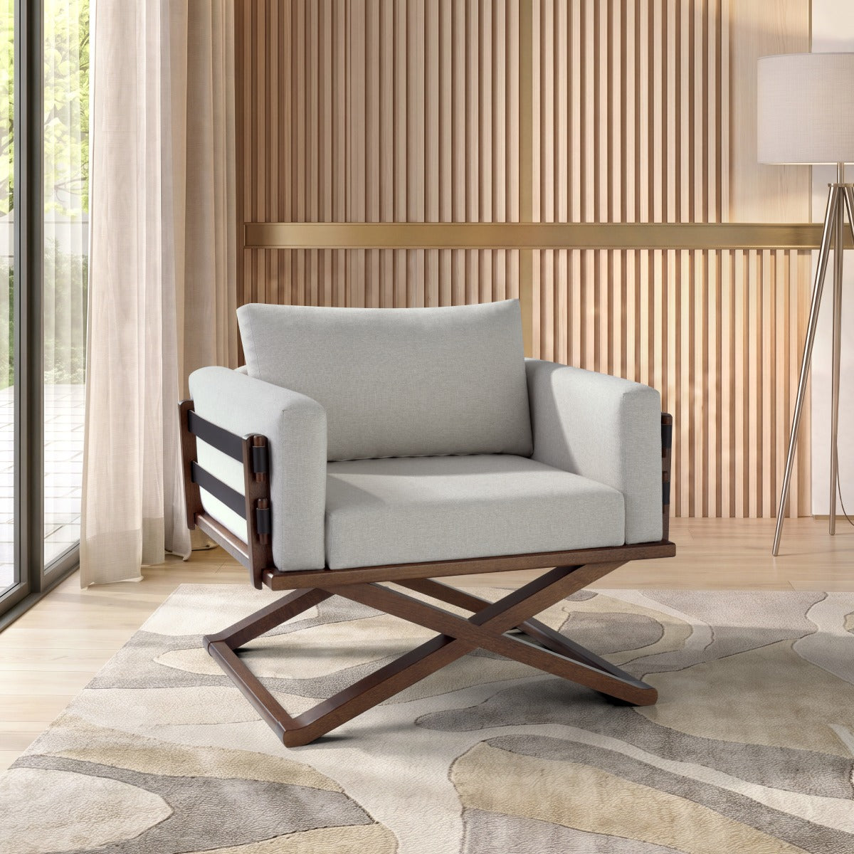 Upholstered with Solid Wood Scene Armchair | Furniture Dash