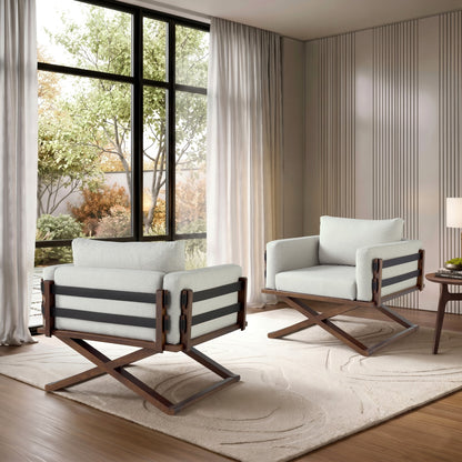 Upholstered with Solid Wood Scene Armchair | Furniture Dash