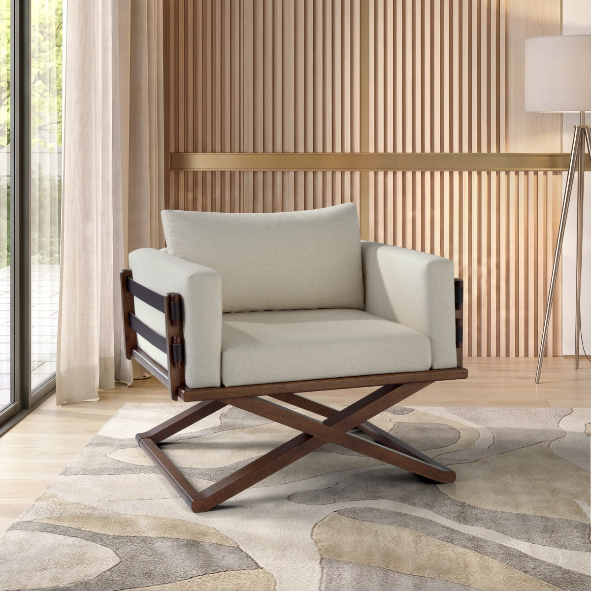 Upholstered with Solid Wood Scene Armchair | Furniture Dash
