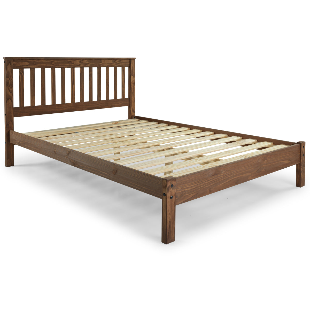 Wood Slatted Queen Size Bed Woodland | Furniture Dash