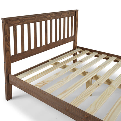 Wood Slatted Queen Size Bed Woodland | Furniture Dash