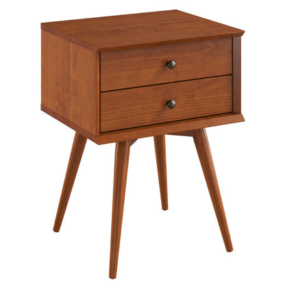 Wood Nightstand 2 Drawers Mid Century | Furniture Dash