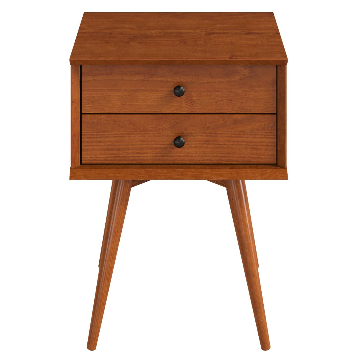 Wood Nightstand 2 Drawers Mid Century | Furniture Dash