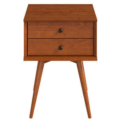 Wood Nightstand 2 Drawers Mid Century | Furniture Dash