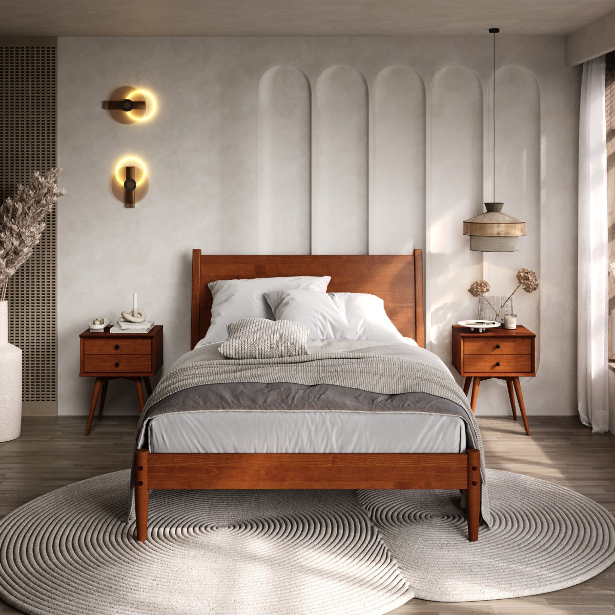 Solid Wood Full Size Bed Frame Mid Century | Furniture Dash