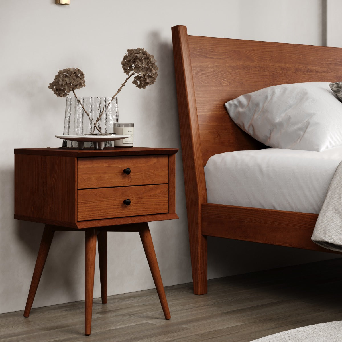 Solid Wood Full Size Bed Frame Mid Century | Furniture Dash
