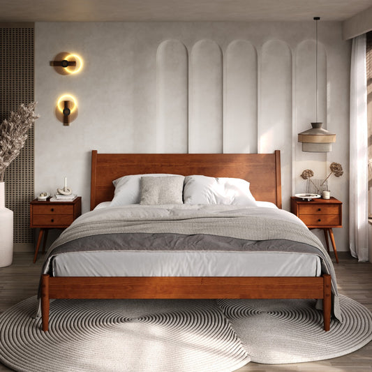 Solid Wood King Size Bed Frame Mid Century | Furniture Dash