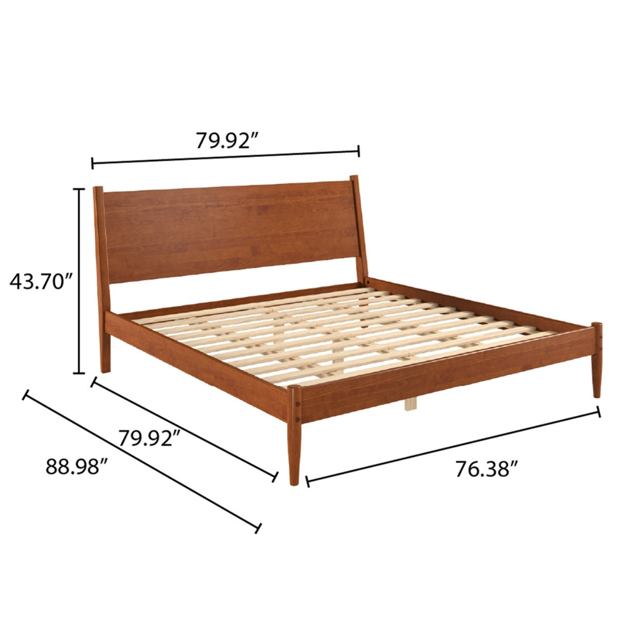 Solid Wood King Size Bed Frame Mid Century | Furniture Dash