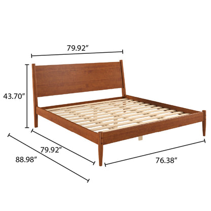 Solid Wood King Size Bed Frame Mid Century | Furniture Dash
