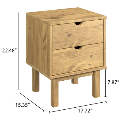 Wood Nightstand 2 Drawers Norden | Furniture Dash