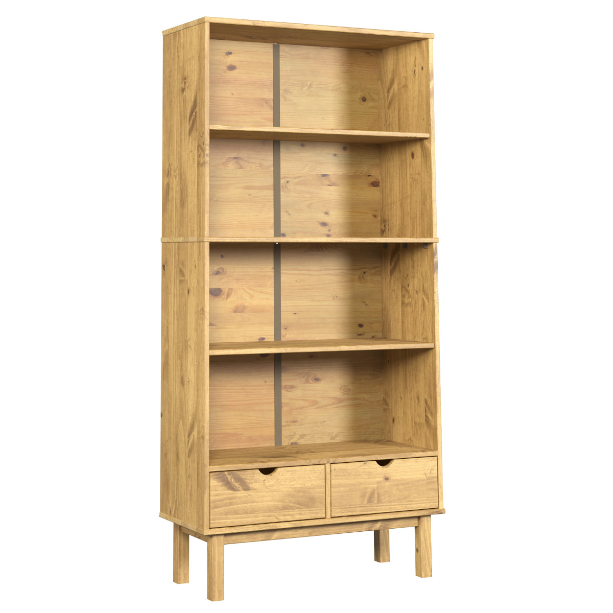 Wood Bookcase 2 Drawers Norden | Furniture Dash