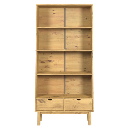 Wood Bookcase 2 Drawers Norden | Furniture Dash