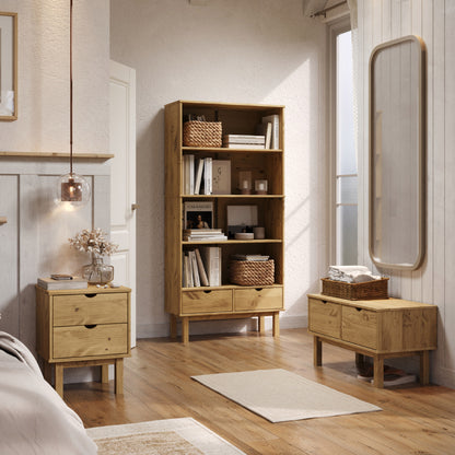 Wood Bookcase 2 Drawers Norden | Furniture Dash