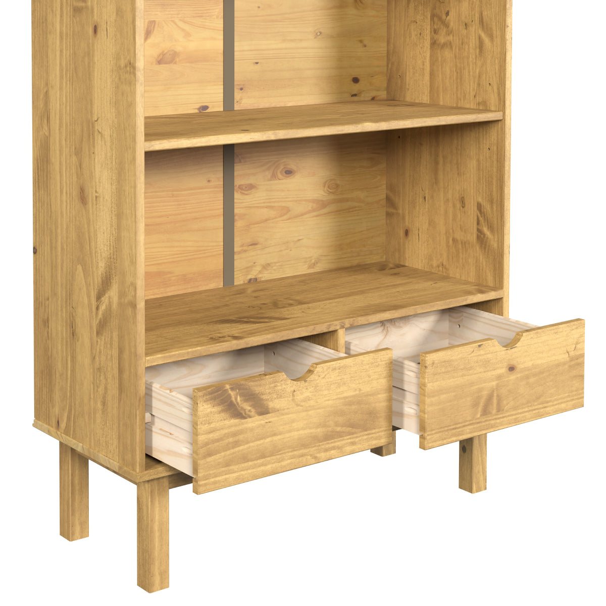 Wood Bookcase 2 Drawers Norden | Furniture Dash