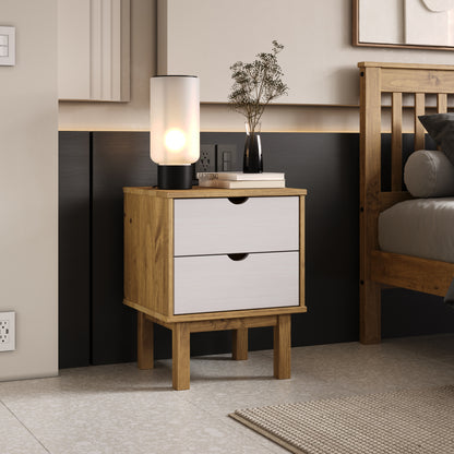 Wood Nightstand 2 Drawers Norden | Furniture Dash