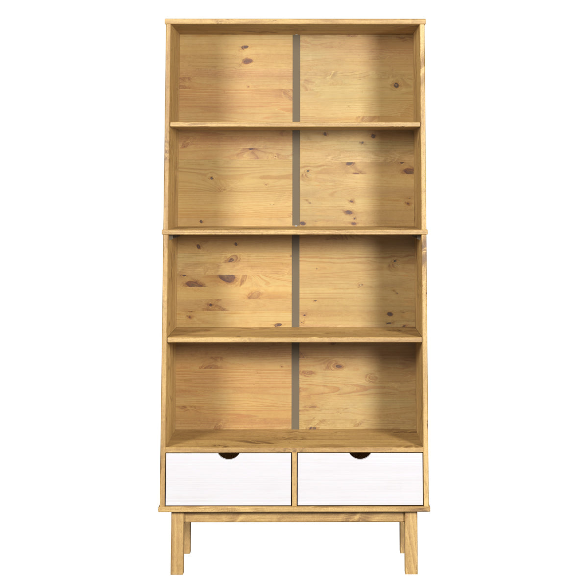 Wood Bookcase 2 Drawers Norden | Furniture Dash