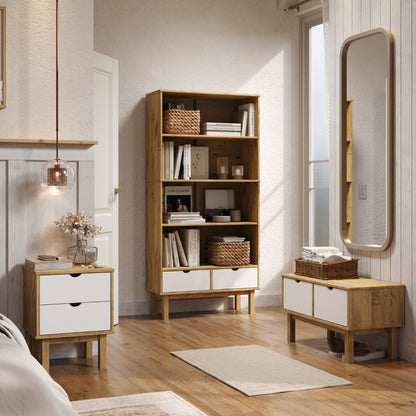 Wood Bookcase 2 Drawers Norden | Furniture Dash