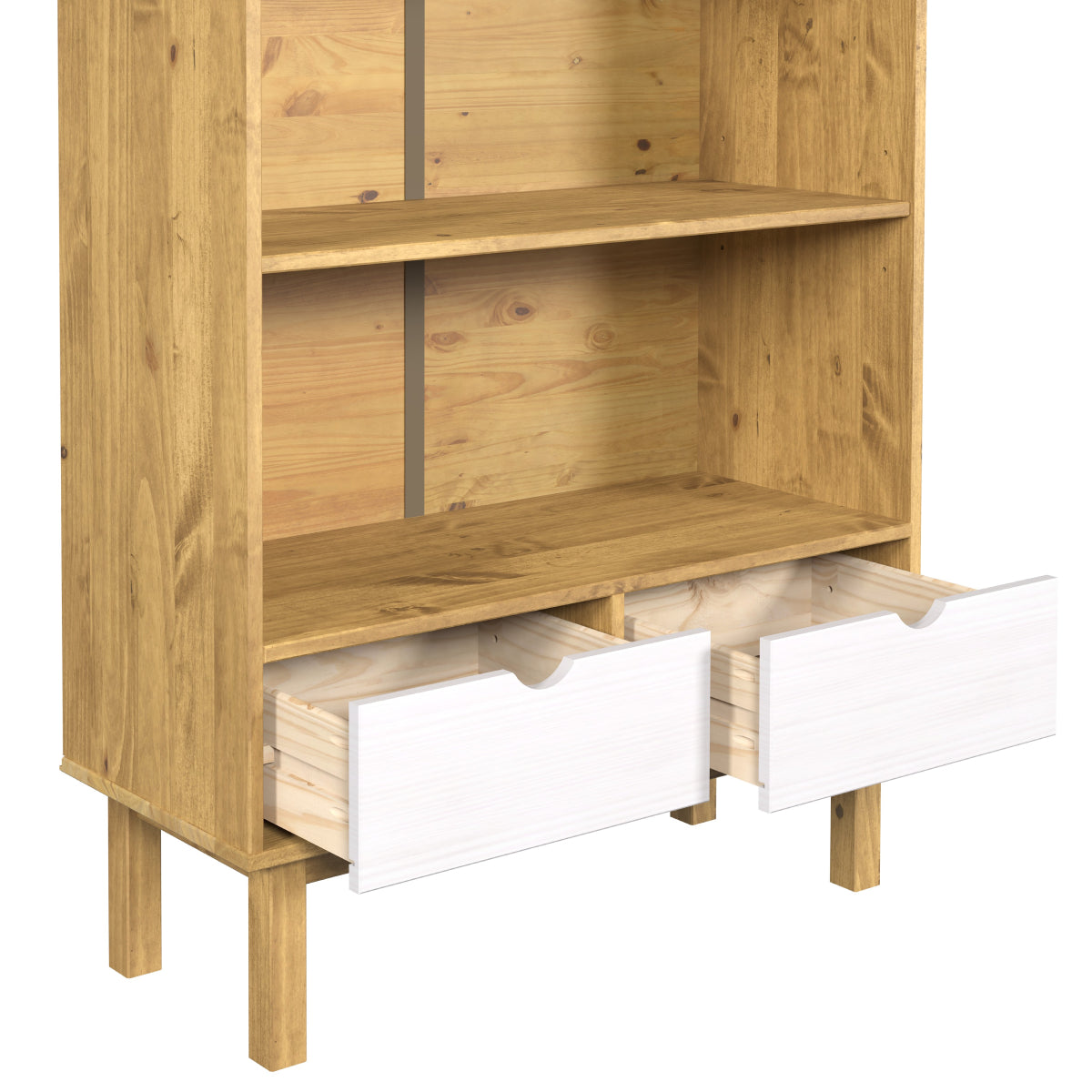 Wood Bookcase 2 Drawers Norden | Furniture Dash