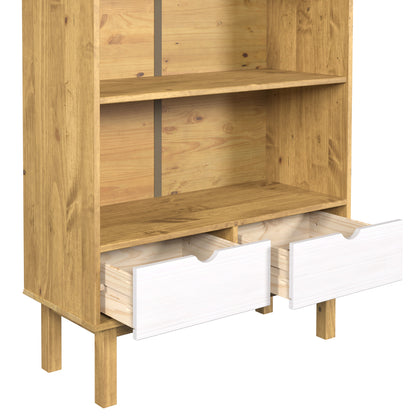 Wood Bookcase 2 Drawers Norden | Furniture Dash