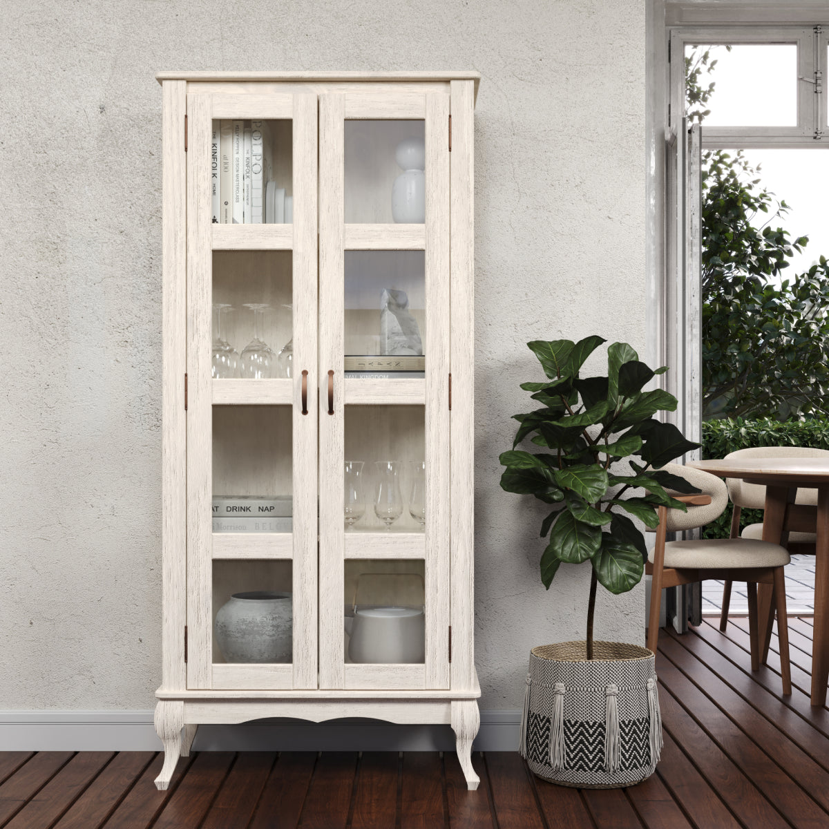 Wood Display Unit White Distressed | Furniture Dash