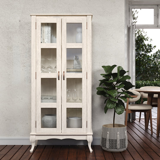 Wood Display Unit White Distressed | Furniture Dash
