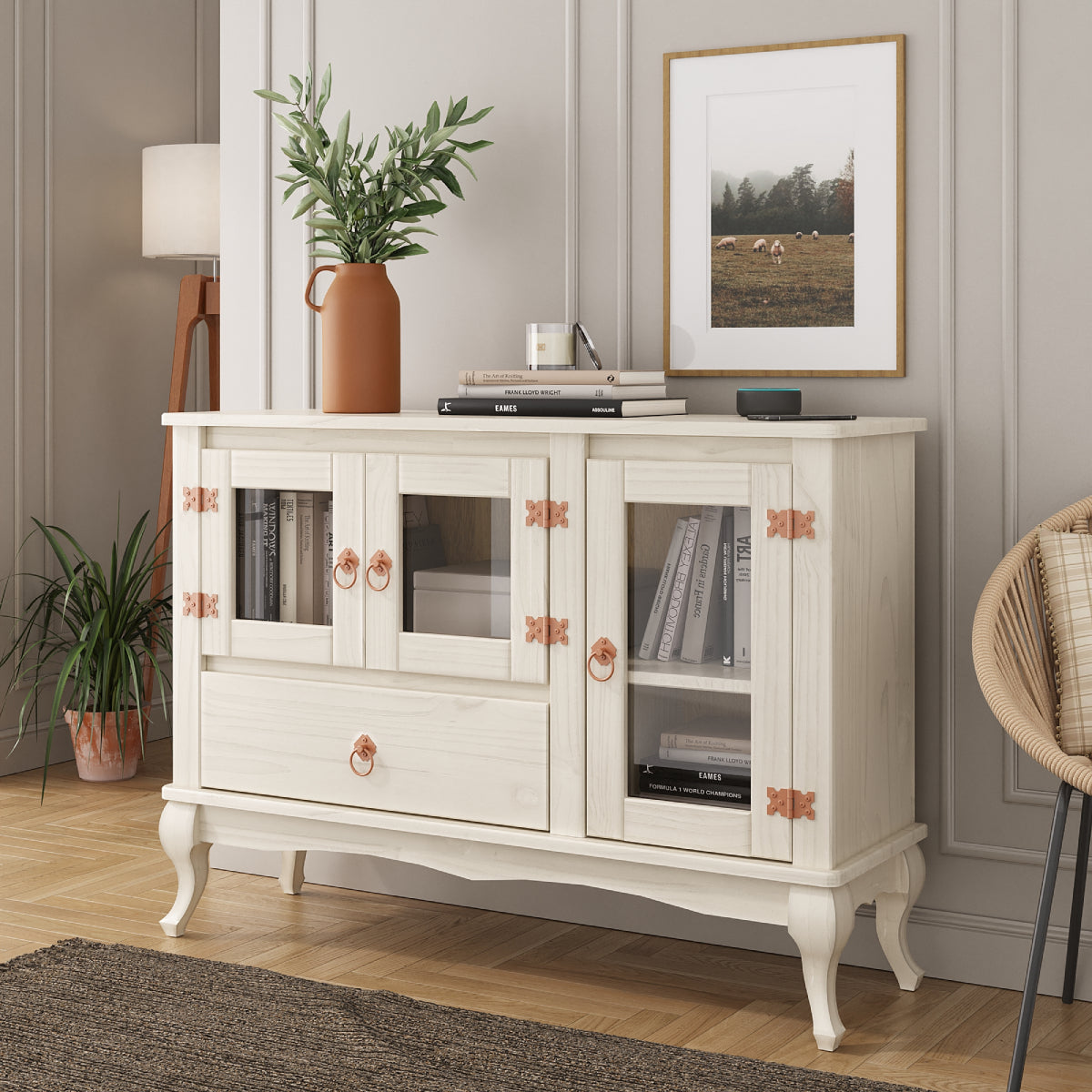 Wood Buffet Sideboard White Distressed | Furniture Dash