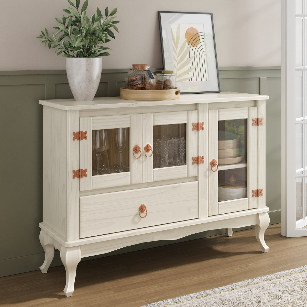 Wood Buffet Sideboard White Distressed | Furniture Dash