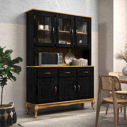 Wood Dining Hutch Black | Furniture Dash