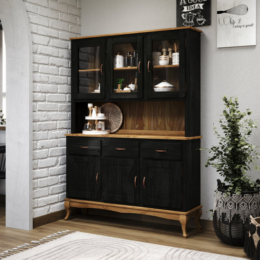 Wood Dining Hutch Black | Furniture Dash