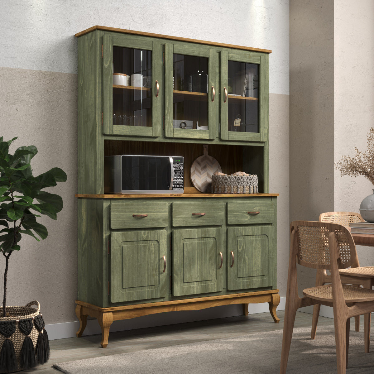 Wood Dining Hutch and Buffet Sideboard Green | Furniture Dash