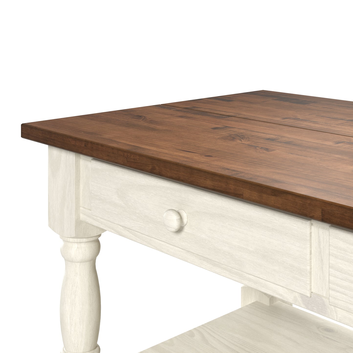 Wood Kitchen Island 2 Drawers 2 Shelf White Distressed | Furniture Dash