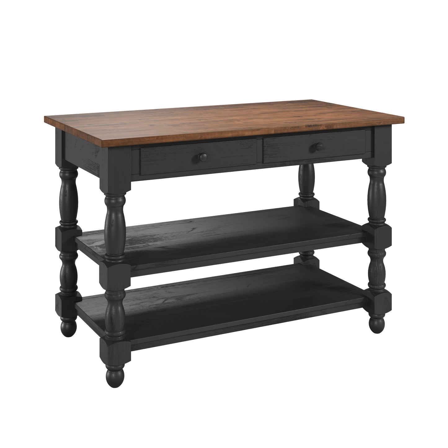 Wood Kitchen Island  2 Drawers 2 Shelf Black | Furniture Dash