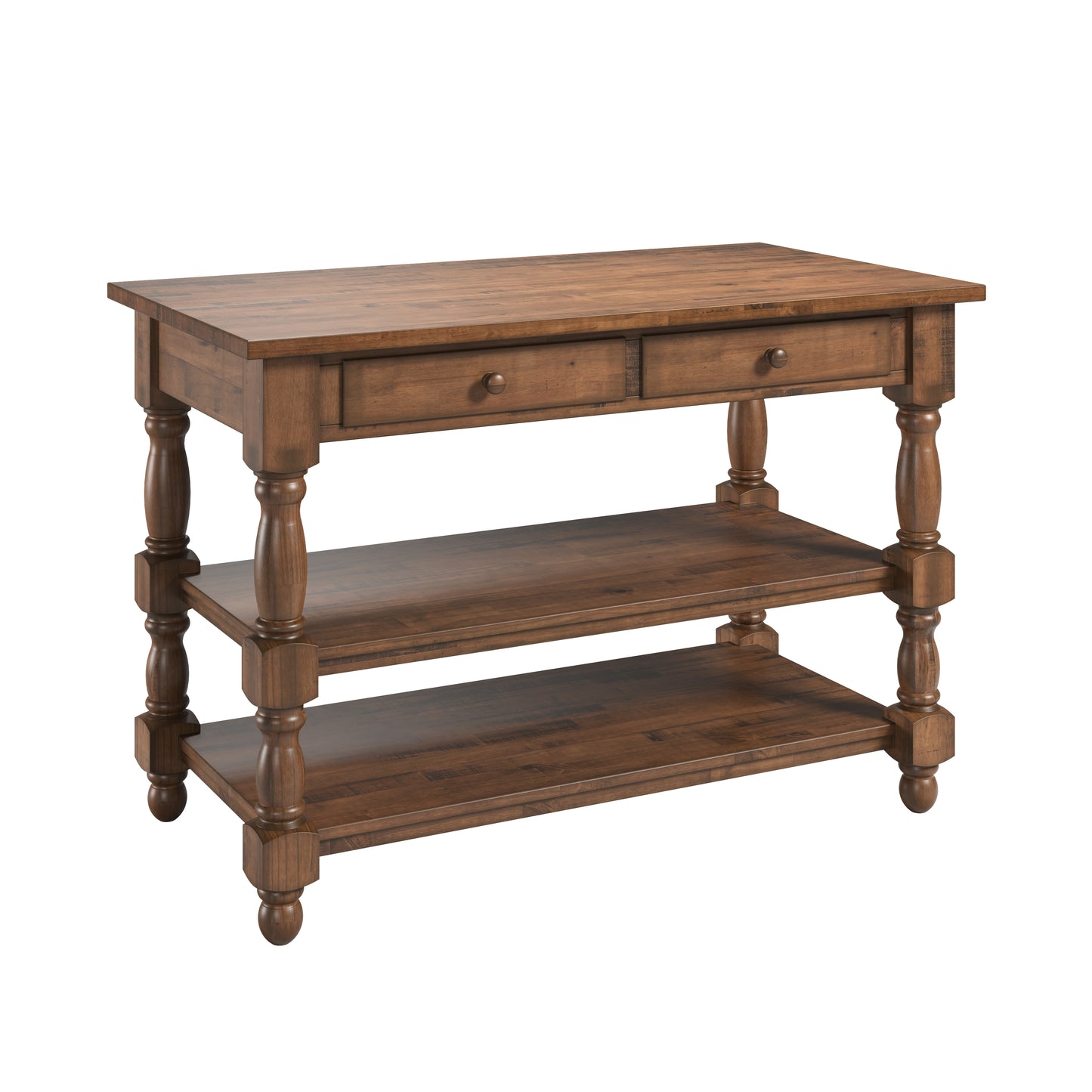 Wood Kitchen Island 2 Drawers 2 Shelf Walnut | Furniture Dash