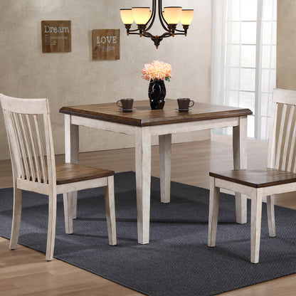 SmartBuy Set of 36" Squared Table and 2 Slat Back Side Chairs